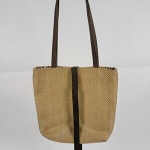 B's Straw Tote with Leopard Print Lining